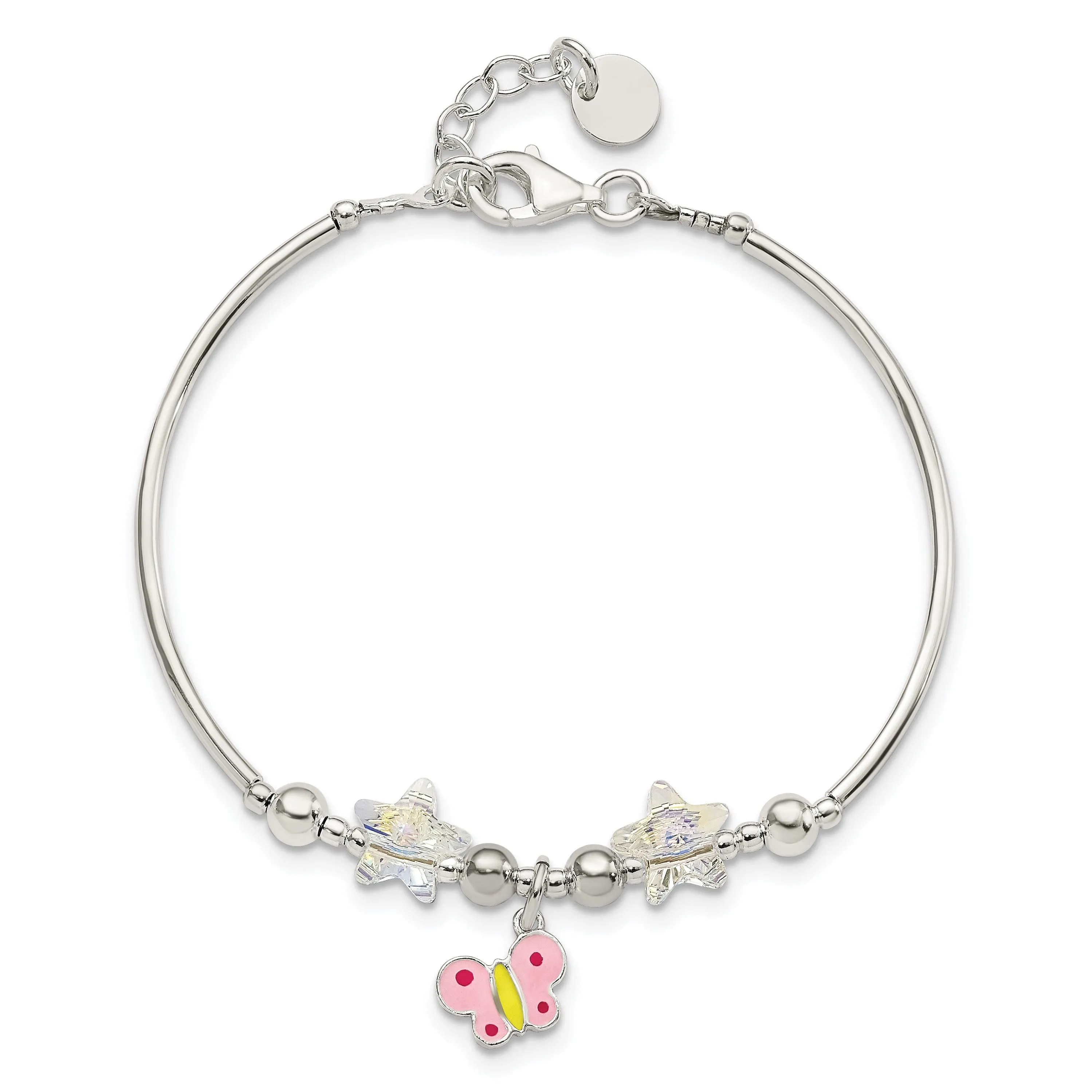 Silver Children Swarovski Butterfly Star Bracelet