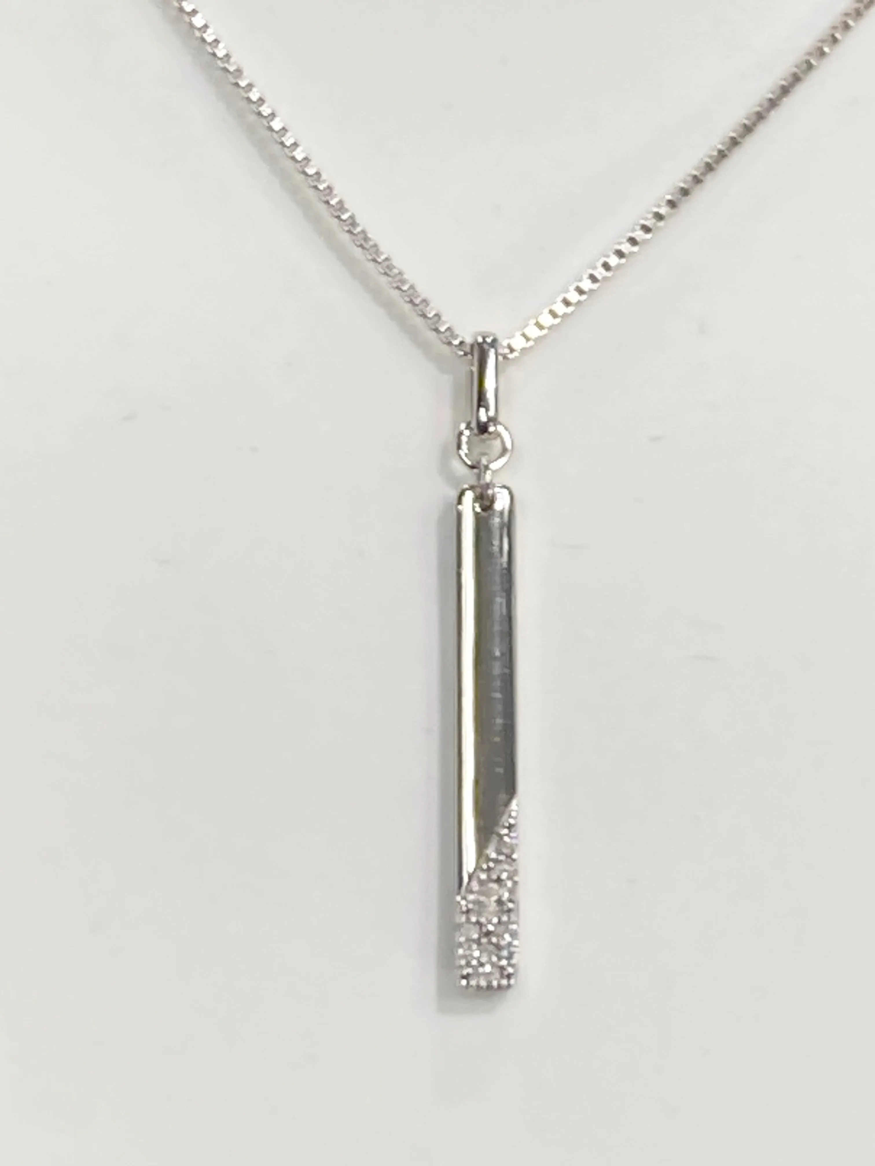 Silver Diamond Bar Necklace