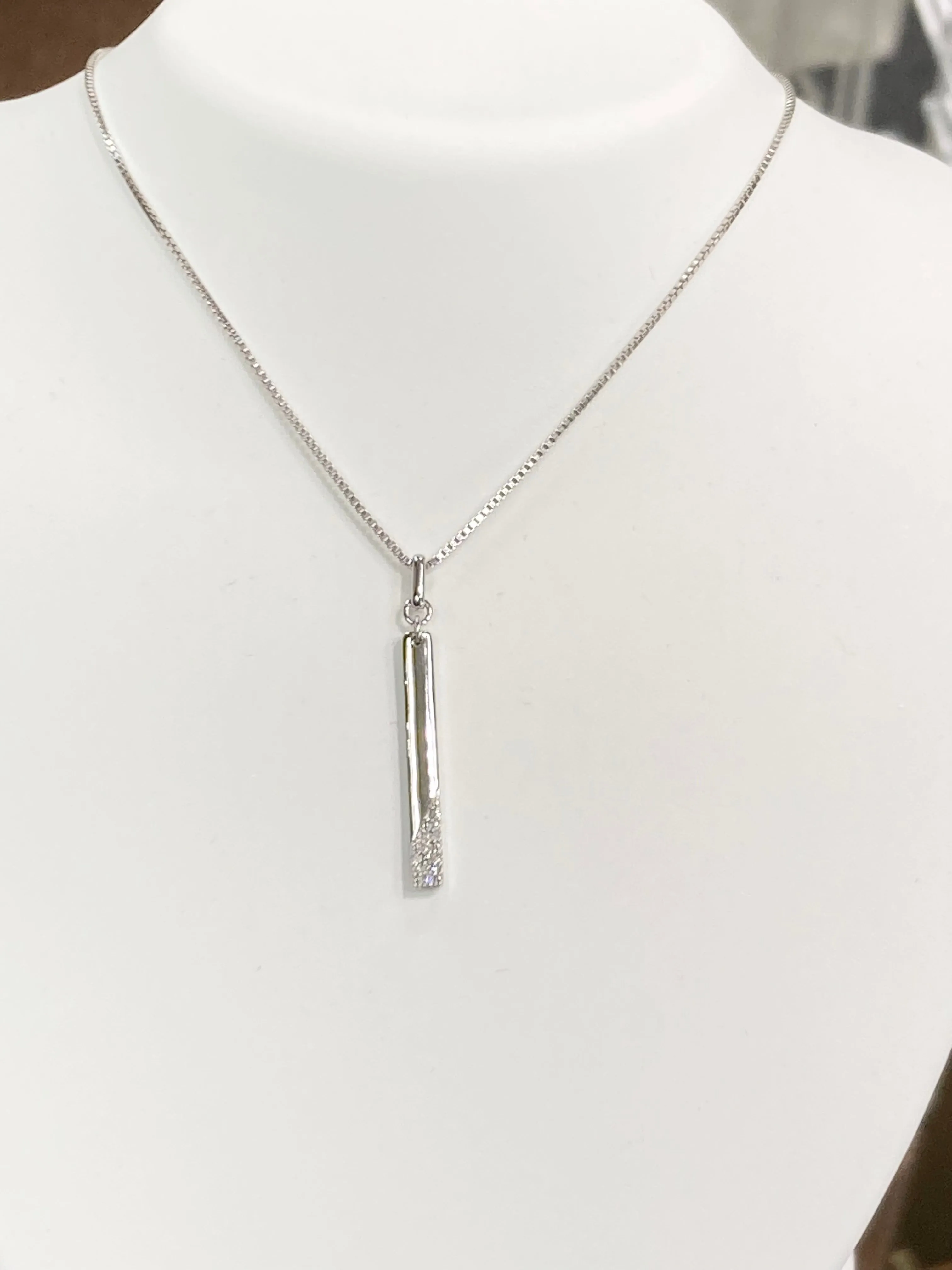 Silver Diamond Bar Necklace