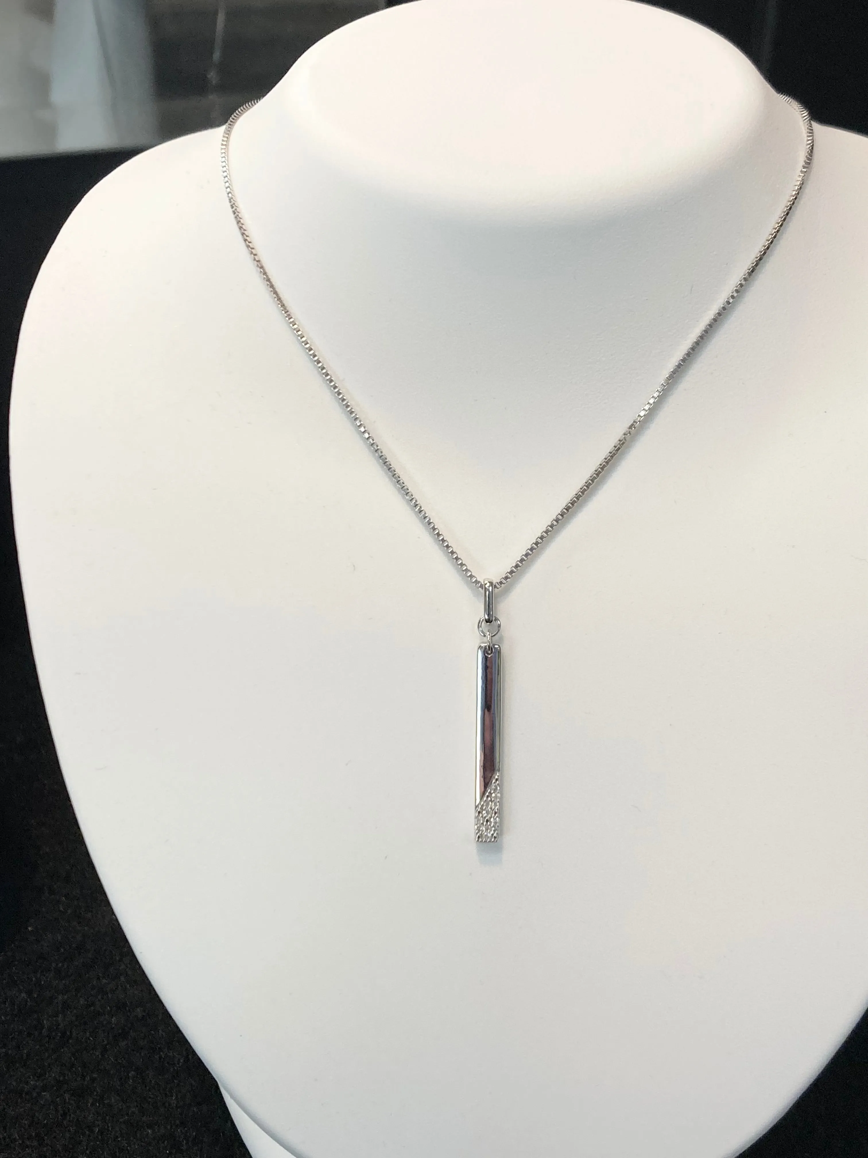 Silver Diamond Bar Necklace