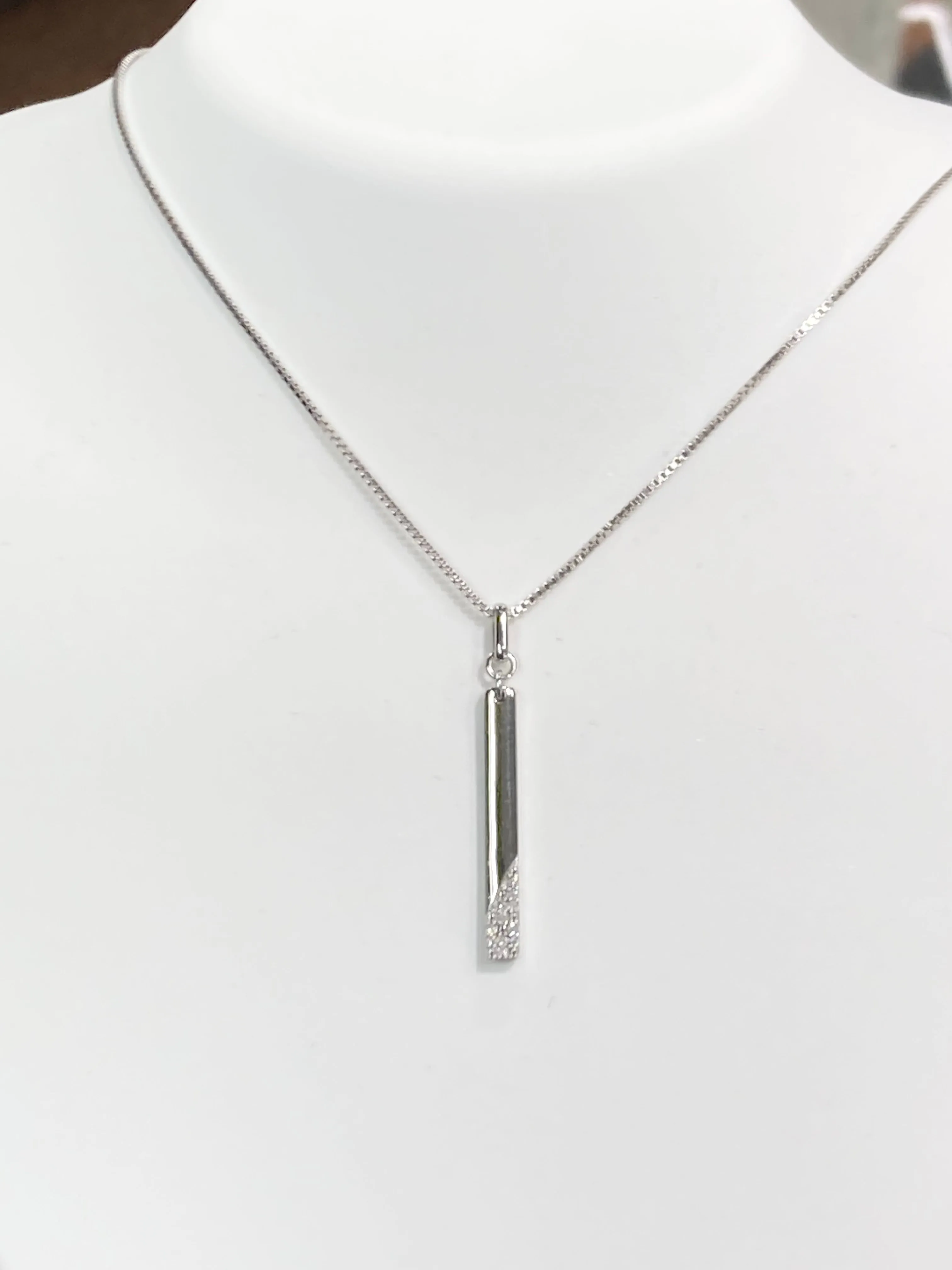 Silver Diamond Bar Necklace