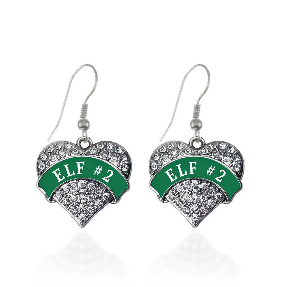 Silver Elf #2 Pave Heart Charm Dangle Earrings