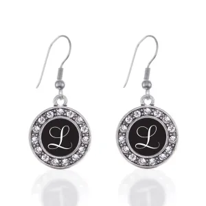 Silver My Script Initials - Letter L Circle Charm Dangle Earrings