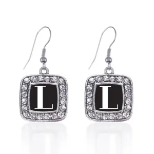 Silver My Vintage Initials - Letter L Square Charm Dangle Earrings