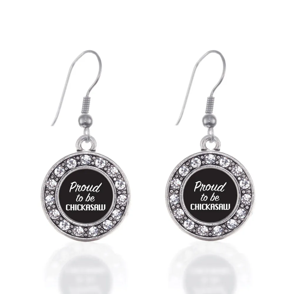 Silver Proud To Be Chickasaw Circle Charm Dangle Earrings