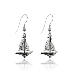 Silver Sailboat Charm Dangle Earrings