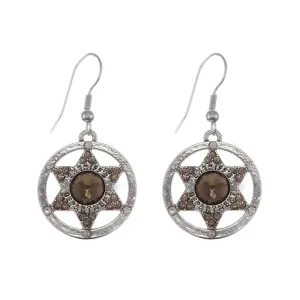 Silver Sheriff Badge Charm Dangle Earrings