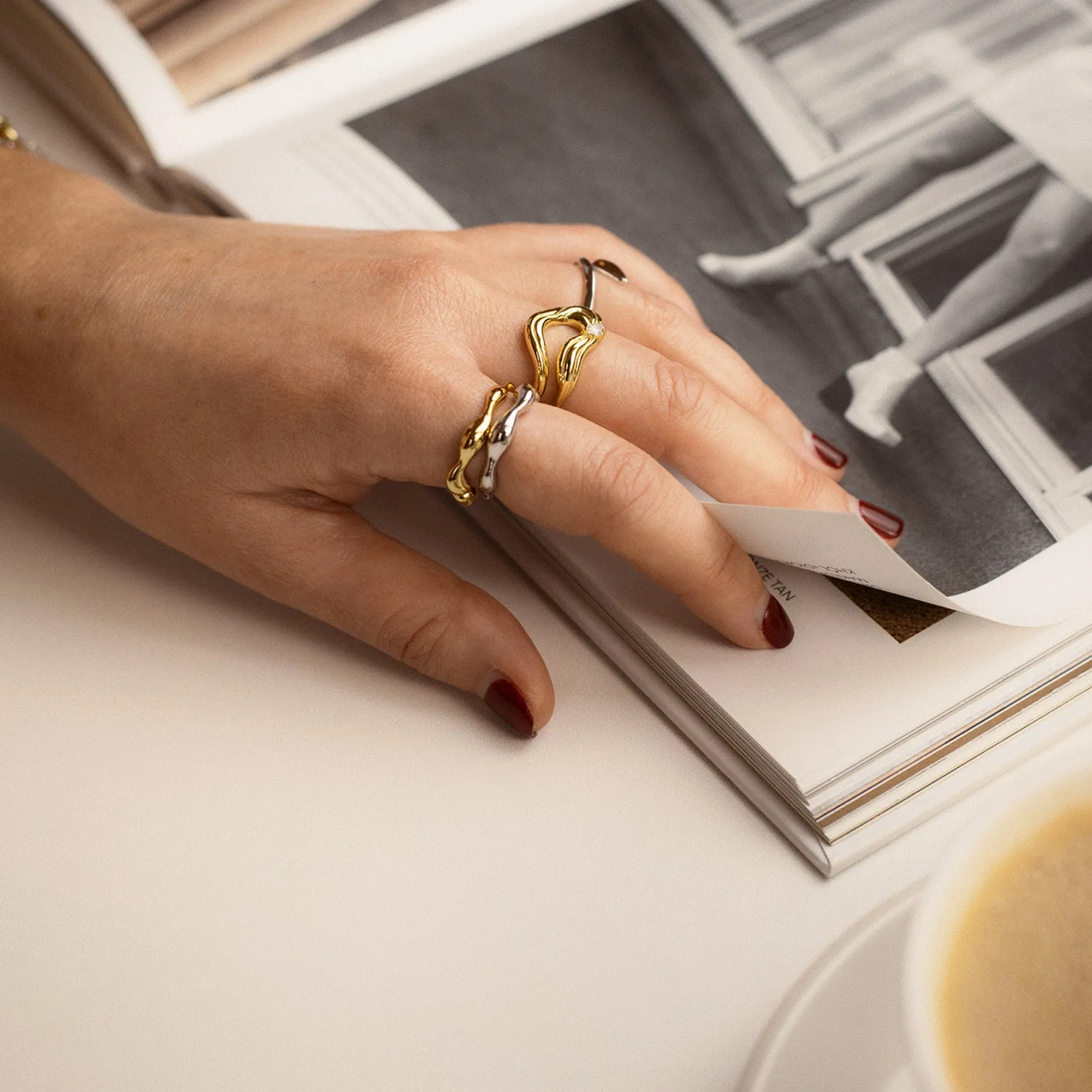 Silver Twisted Wave Adjustable Ring