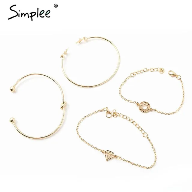 Simplee Fashion rhinestone jewelry bracelet women Trendy multilayer metal Party streetwear chic fine jewelry 2018