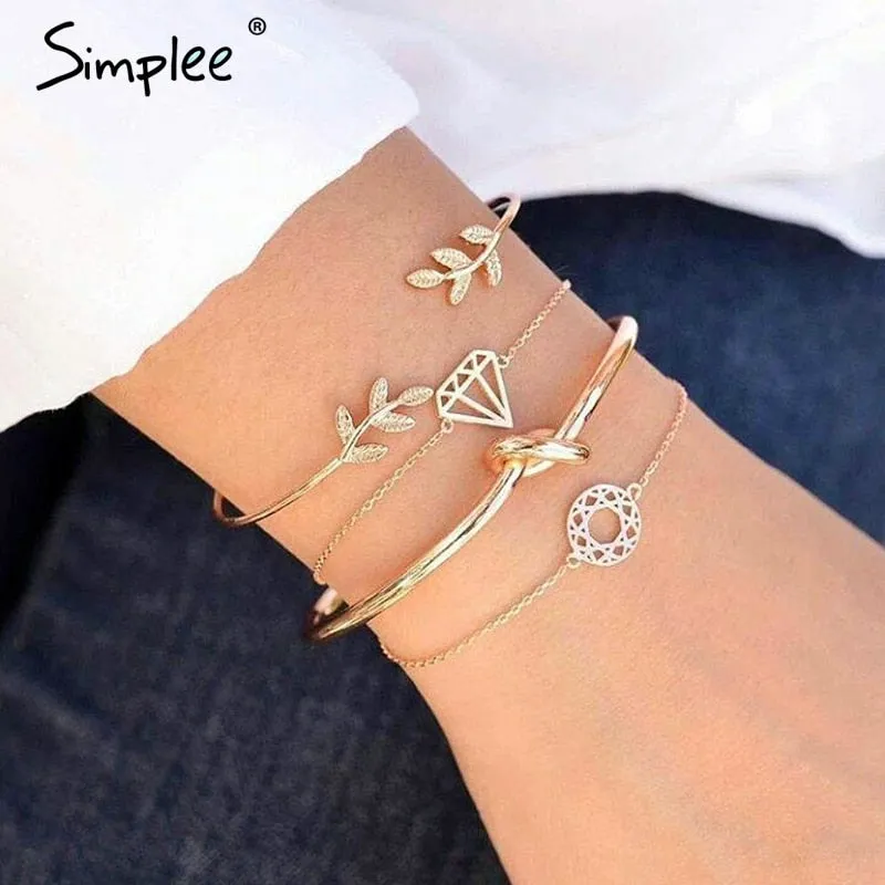 Simplee Fashion rhinestone jewelry bracelet women Trendy multilayer metal Party streetwear chic fine jewelry 2018