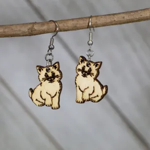 Sitting Kitten Wooden Dangle Earrings by Cate's Concepts, LLC