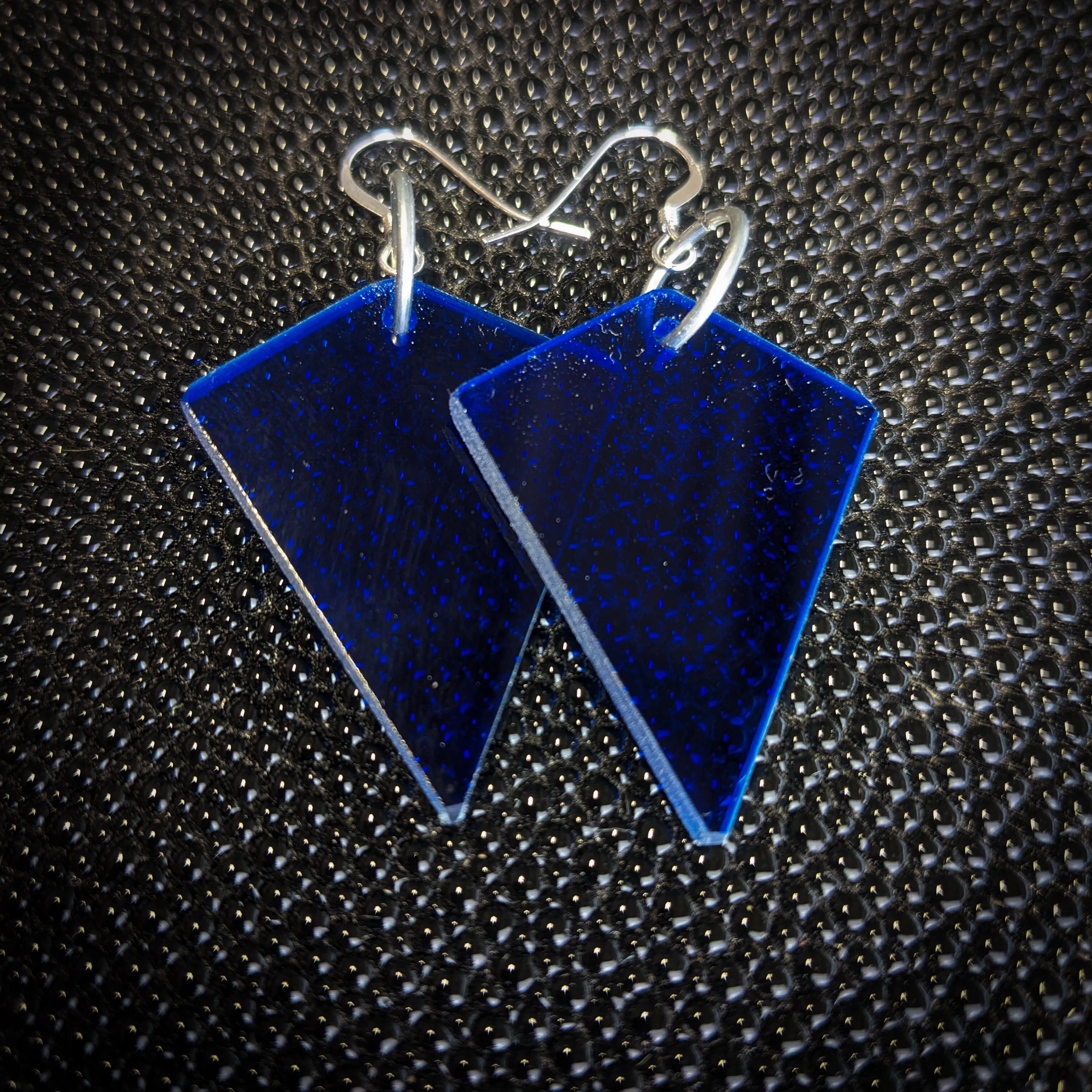 Small Dark Blue Kite Dangle Earrings