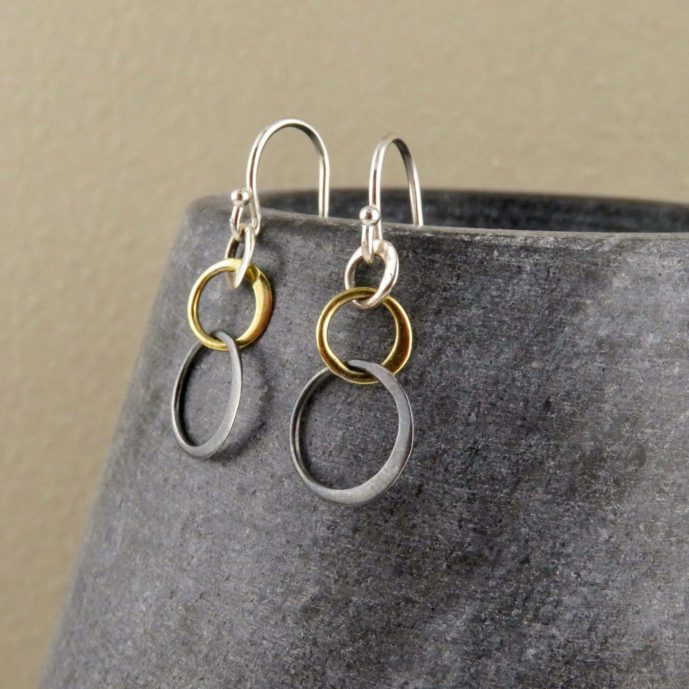 Small Mixed Metal Circles Earrings