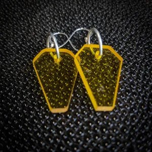 Small Yellow Coffin Dangle Earrings