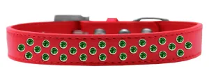 Sprinkles Dog Collar Emerald Green Crystals Size 18 Red