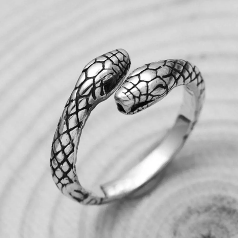 Stainless Steel Offset Snake Ring in White Color , Snake band ring , man ring , Men's Fashion Jewelry ring