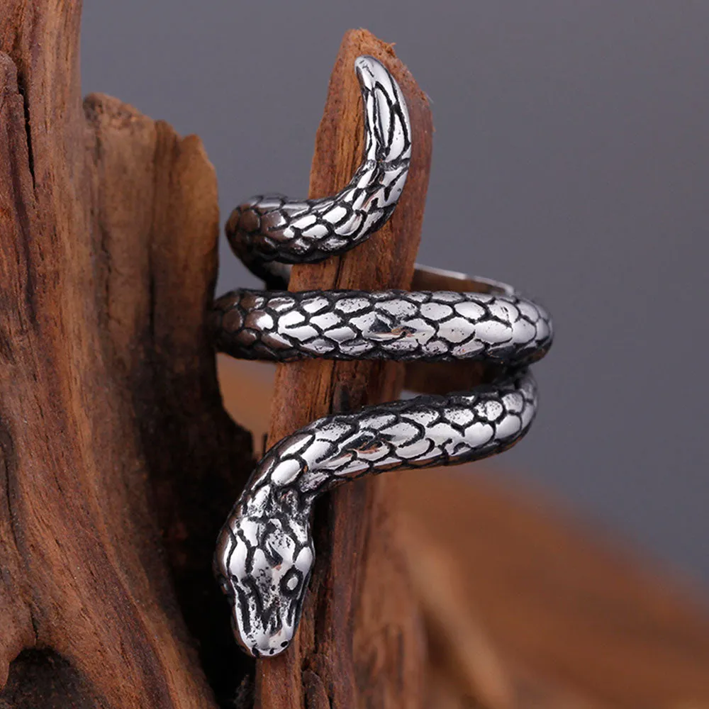 Stainless Steel Snake Ring in Yellow or White Color , Snake band ring , man ring , Men's Fashion Jewelry ring