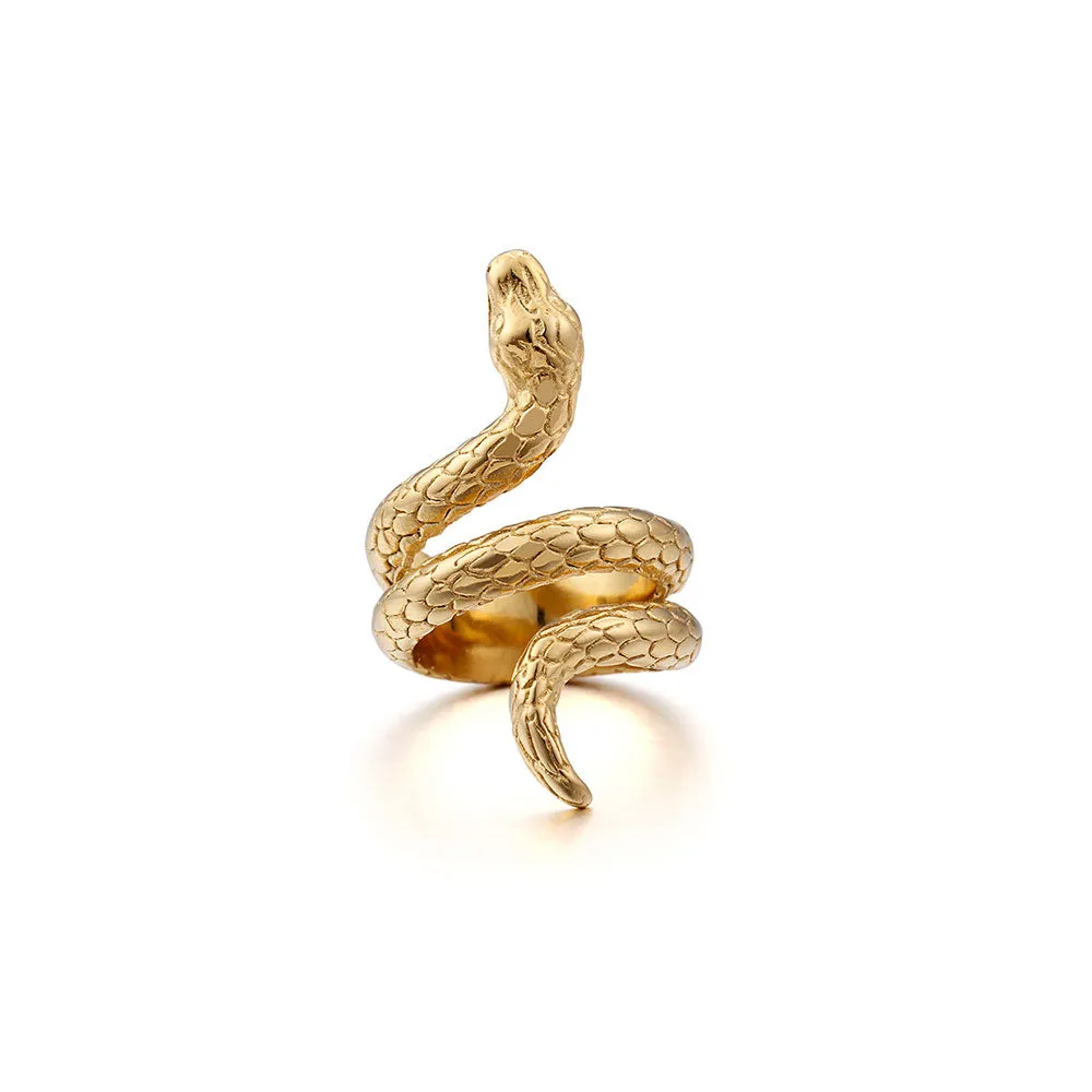 Stainless Steel Snake Ring in Yellow or White Color , Snake band ring , man ring , Men's Fashion Jewelry ring