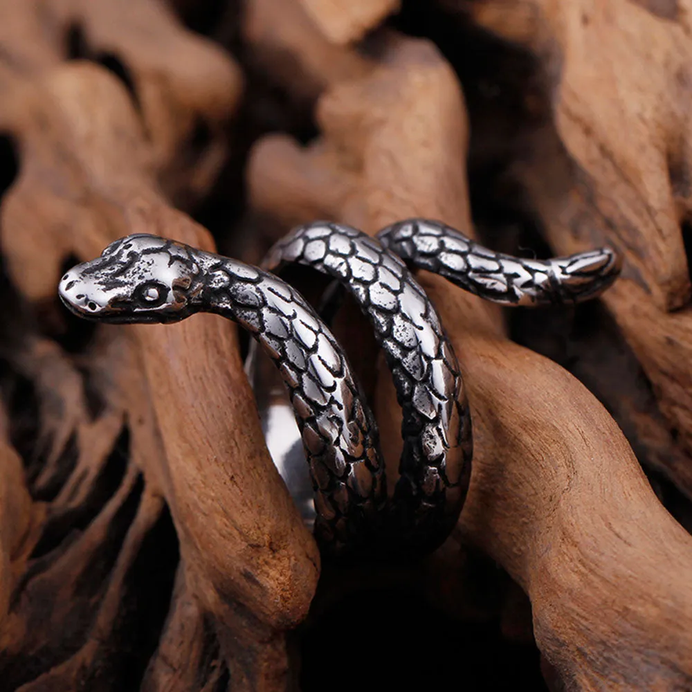 Stainless Steel Snake Ring in Yellow or White Color , Snake band ring , man ring , Men's Fashion Jewelry ring