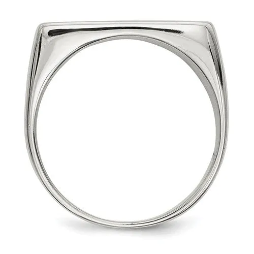 Sterling Silver 9x19mm Rectangle Closed Back Signet Ring - Men's Sizes