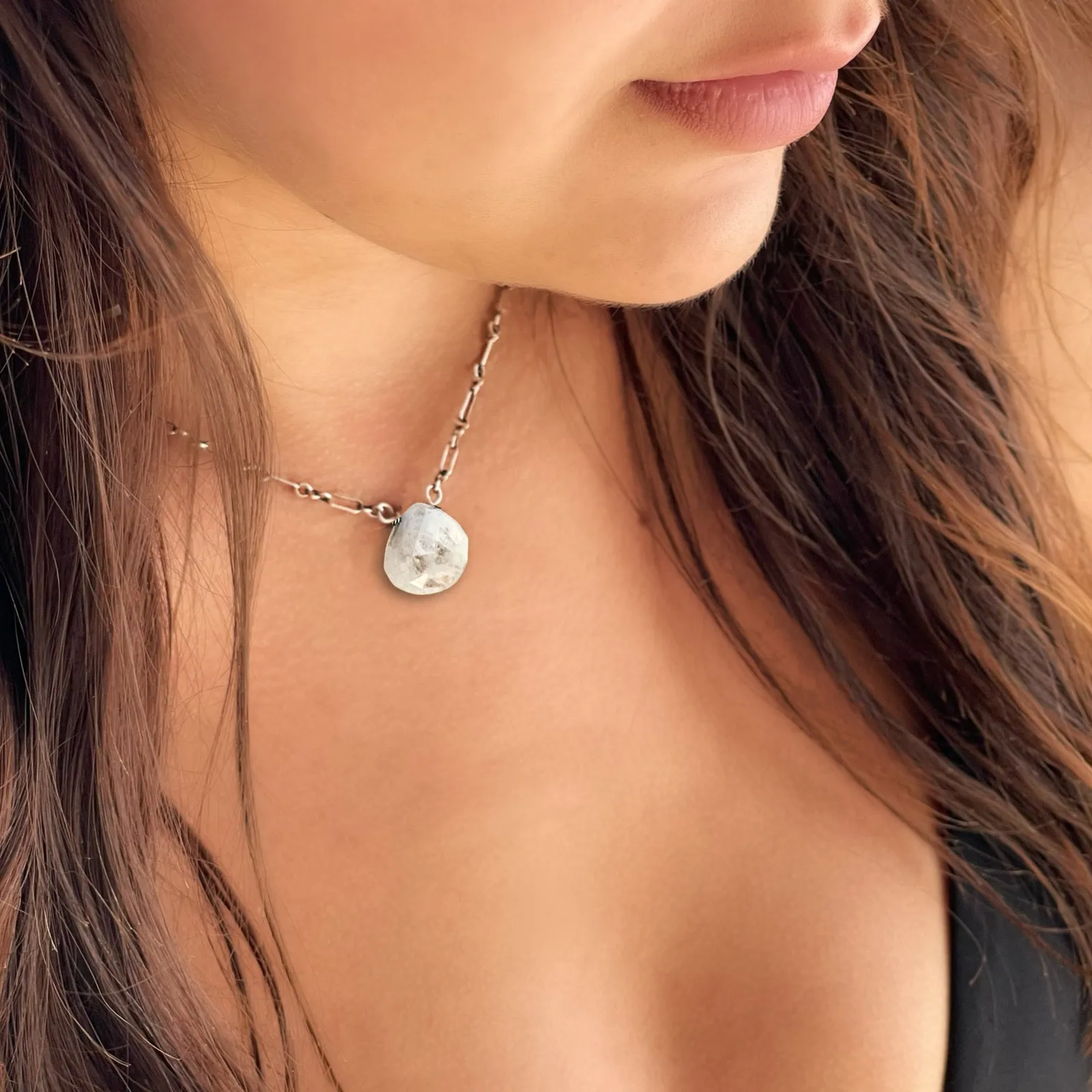 Sterling Silver Faceted Moonstone Necklace