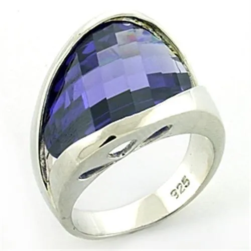 Sterling Silver Ring AAA GRD CZ Amethyst LOAS777 for Women Style Rhodium