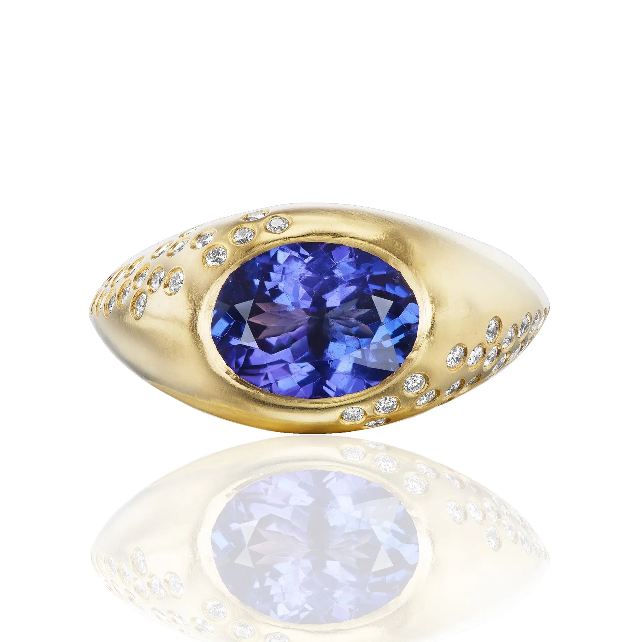 Tanzanite Oval Signet Ring with Diamonds