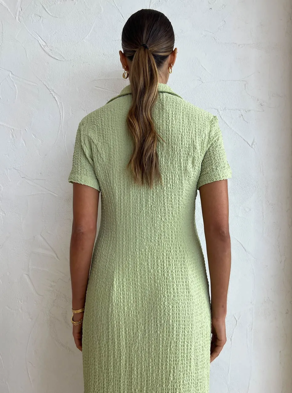 Third Form Waffle Midi Shirt Dress in Mint