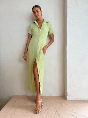 Third Form Waffle Midi Shirt Dress in Mint