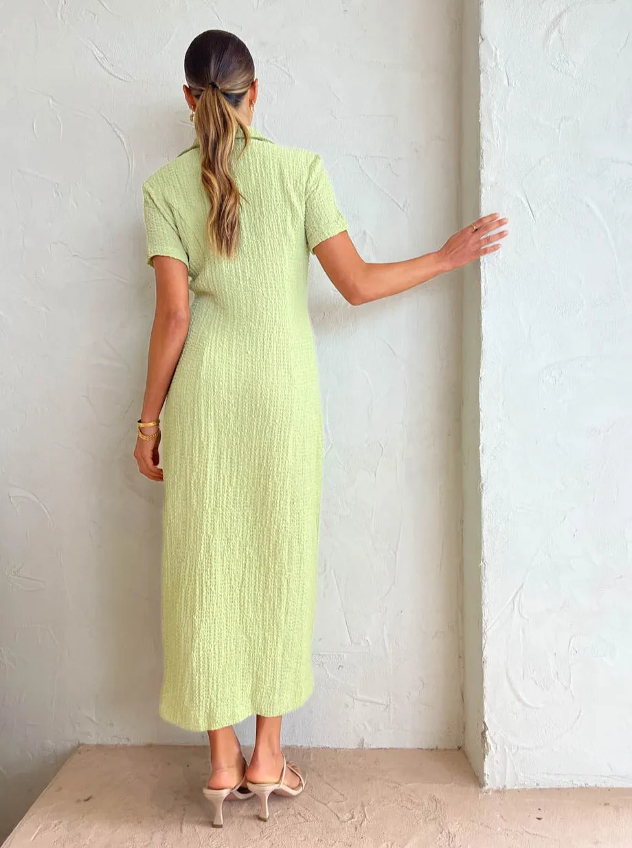 Third Form Waffle Midi Shirt Dress in Mint