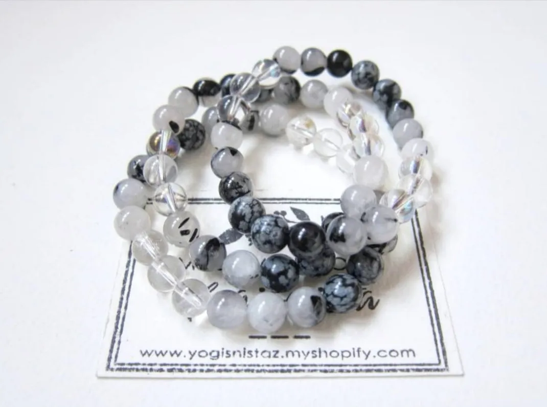 Tourmalinated Quartz Mala Bracelet - Capricorn Birthstone