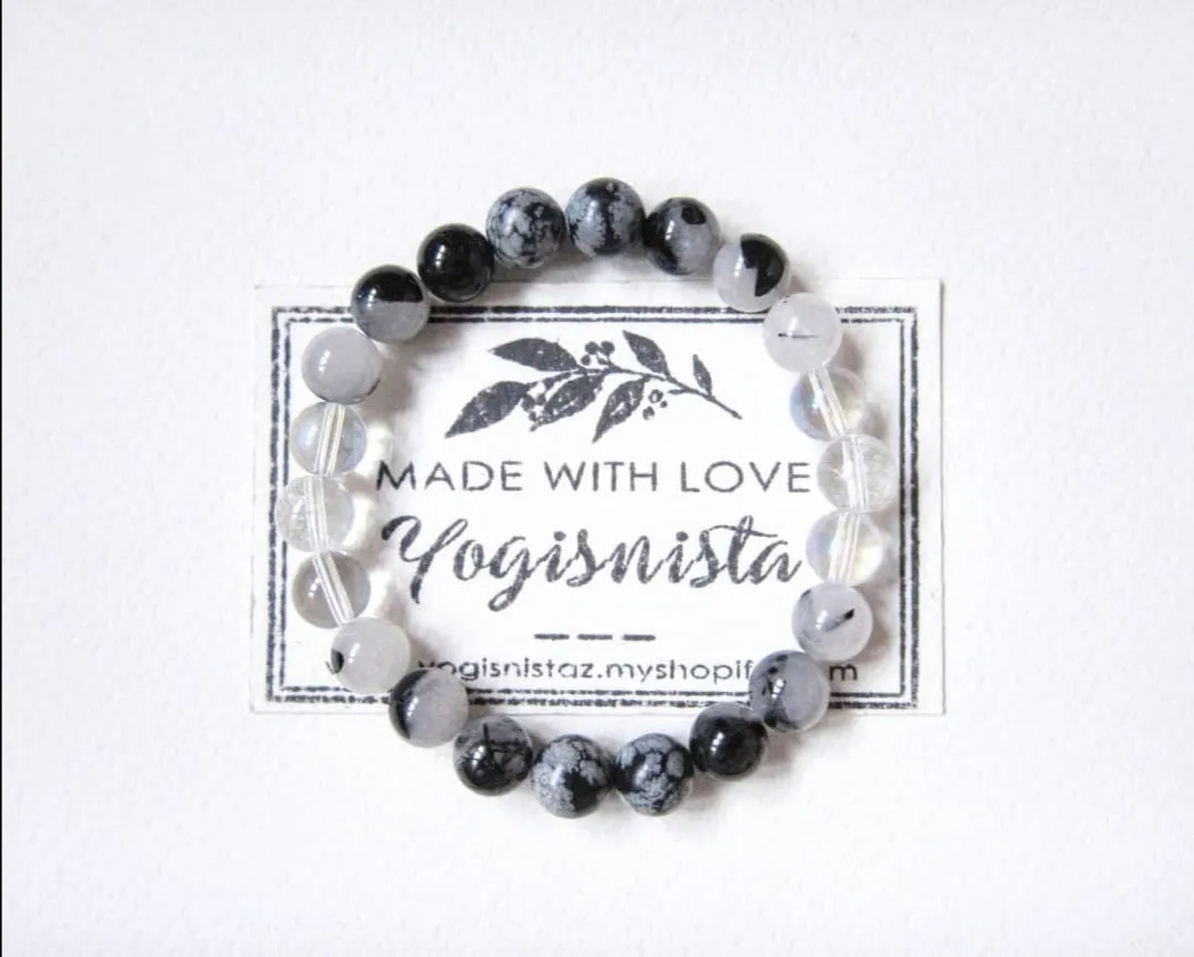 Tourmalinated Quartz Mala Bracelet - Capricorn Birthstone