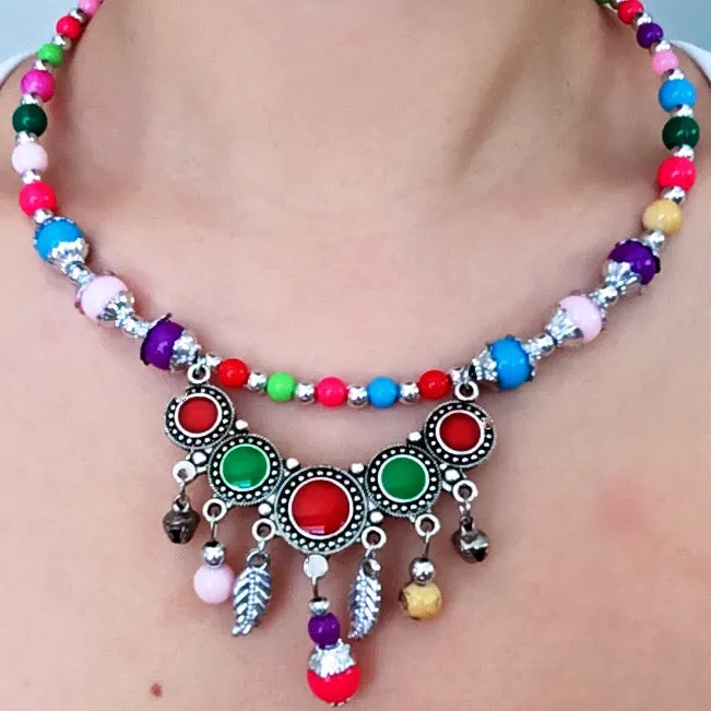 TRIBAL RING BEADED NECKLACE