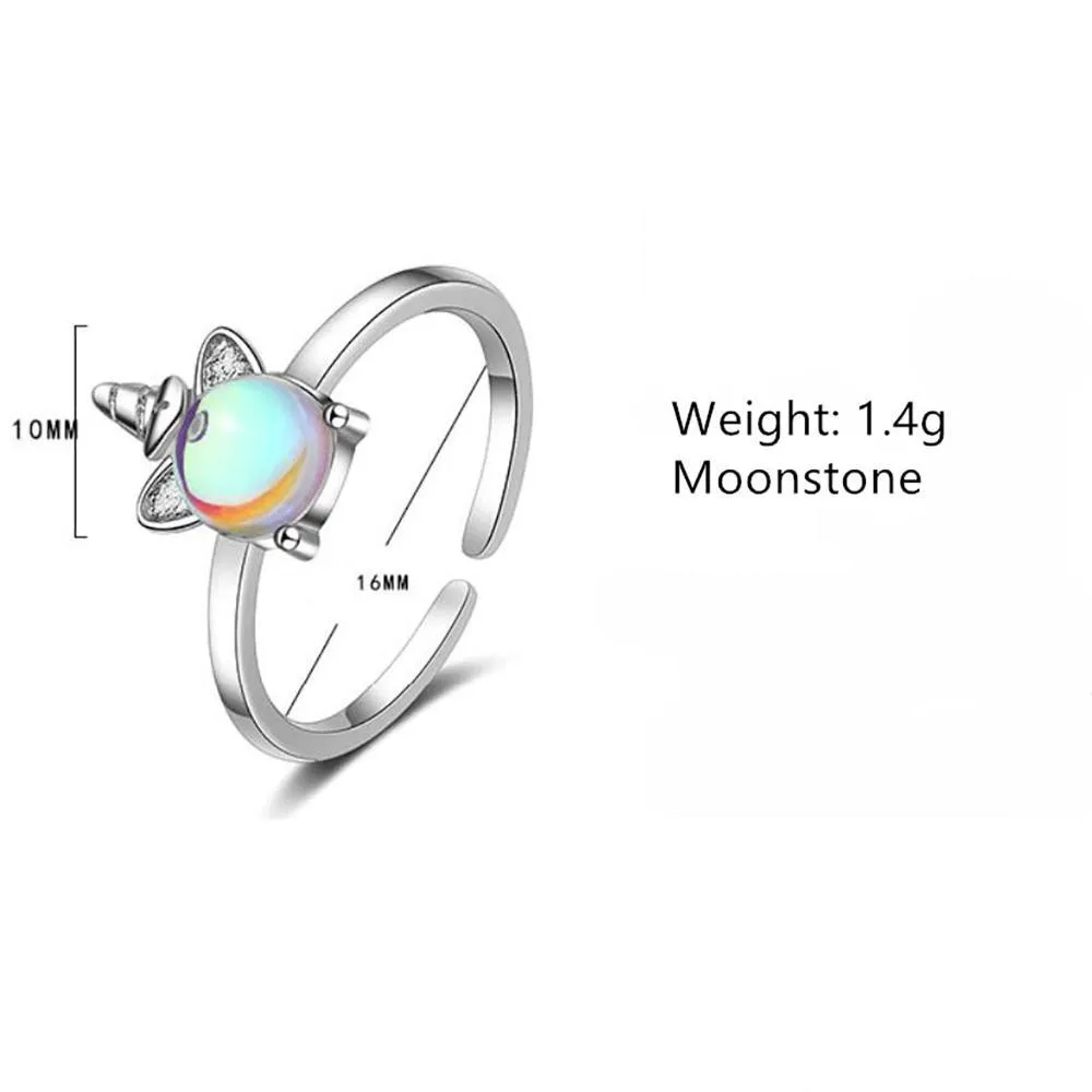 Unique Unicorn Moonstone Adjustable Ring