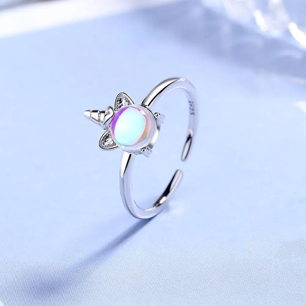 Unique Unicorn Moonstone Adjustable Ring