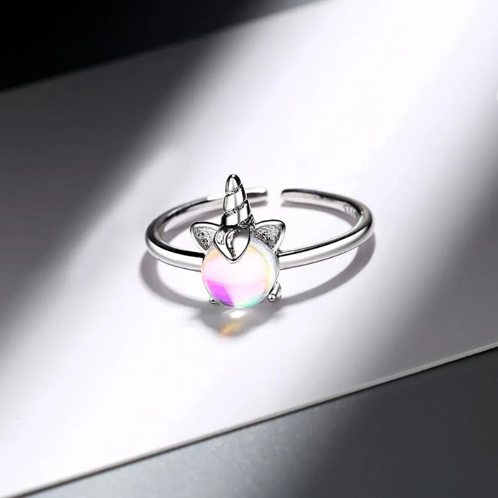 Unique Unicorn Moonstone Adjustable Ring