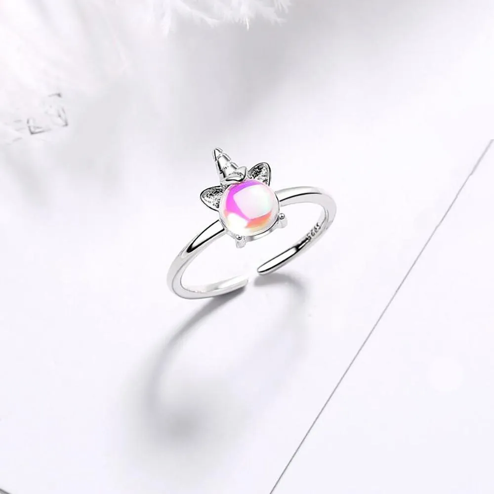 Unique Unicorn Moonstone Adjustable Ring