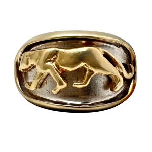 V I N T A G E // purrrrfect prowl / solid 10k gold lioness or panther shadowbox signet ring / size 7