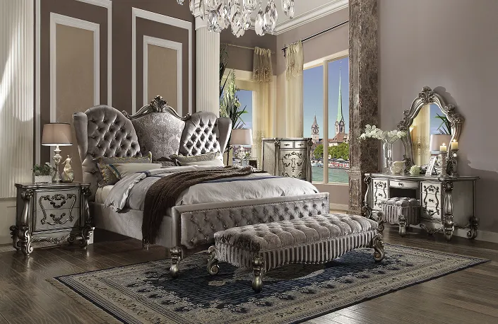 Versailles Velvet & Antique Platinum Eastern King Bed