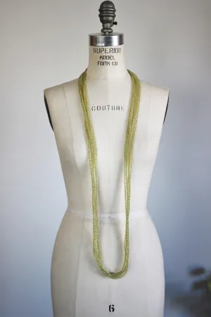 Vintage 1950s Extra Long Green Bead Necklace