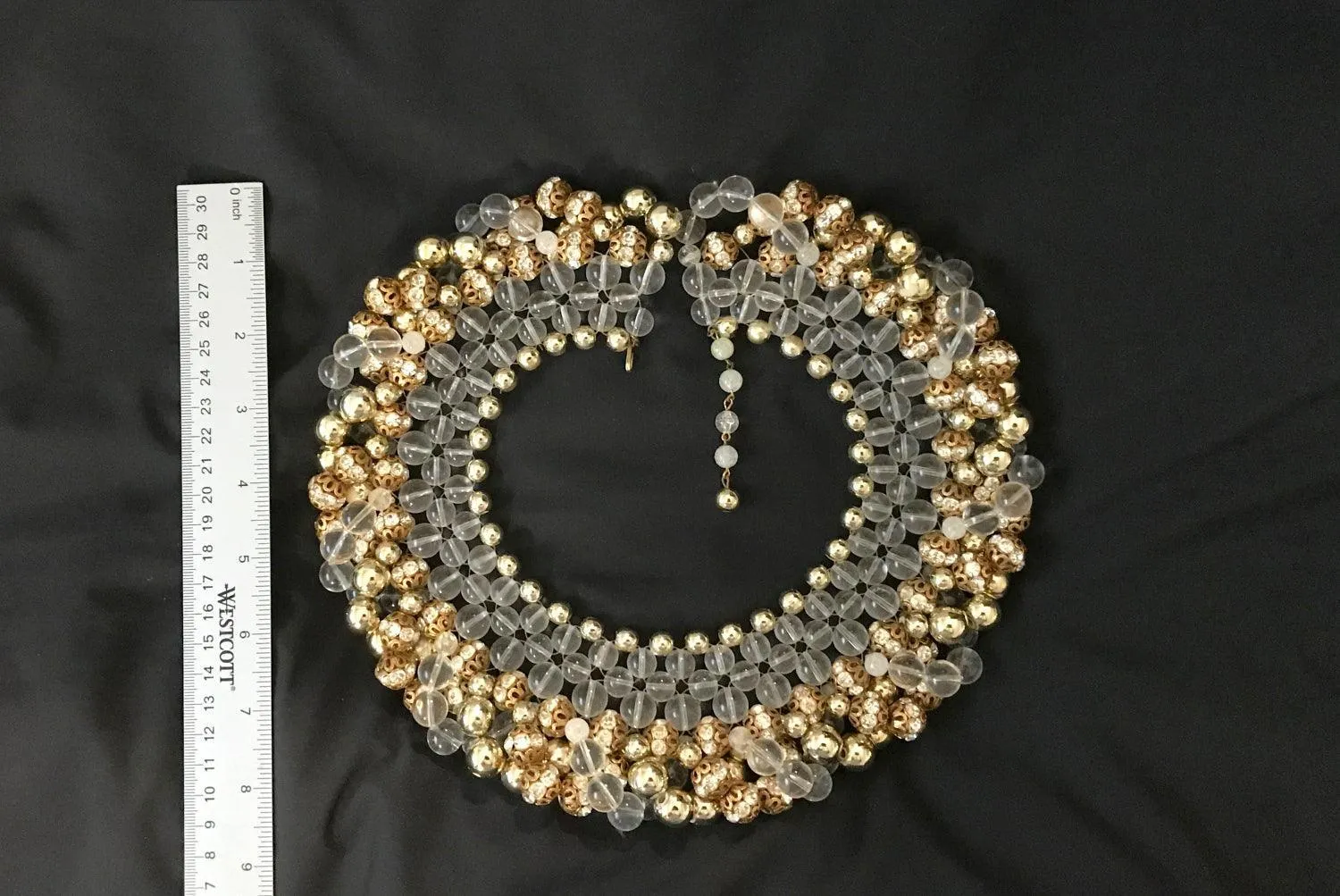 Vintage Lucite and Gold Beaded Statement Runway Collar - Necklace