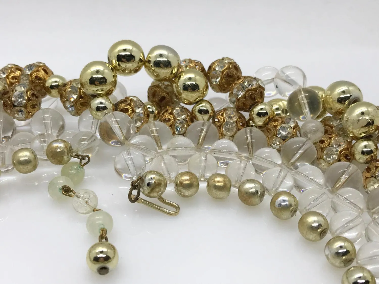 Vintage Lucite and Gold Beaded Statement Runway Collar - Necklace