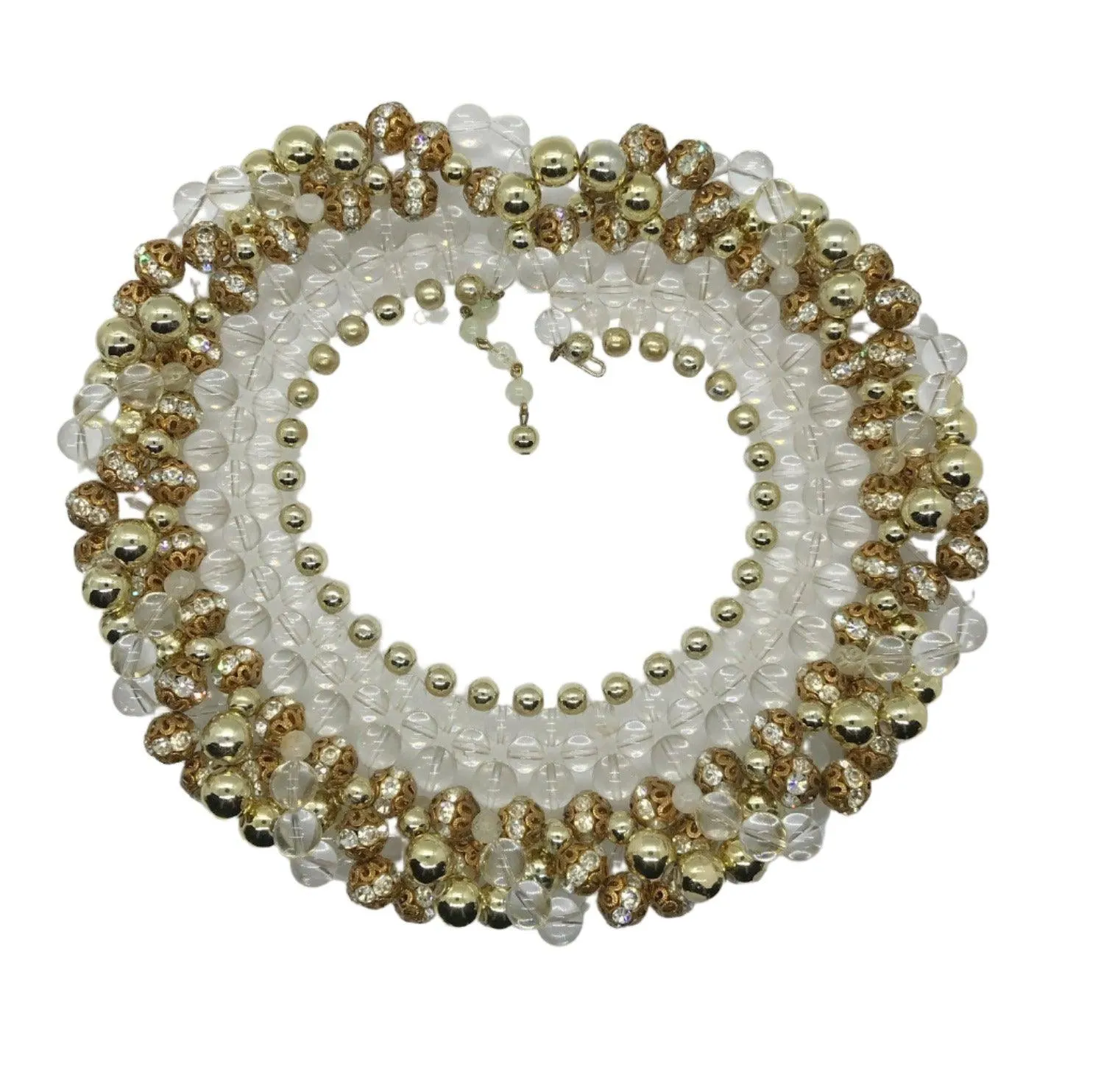 Vintage Lucite and Gold Beaded Statement Runway Collar - Necklace