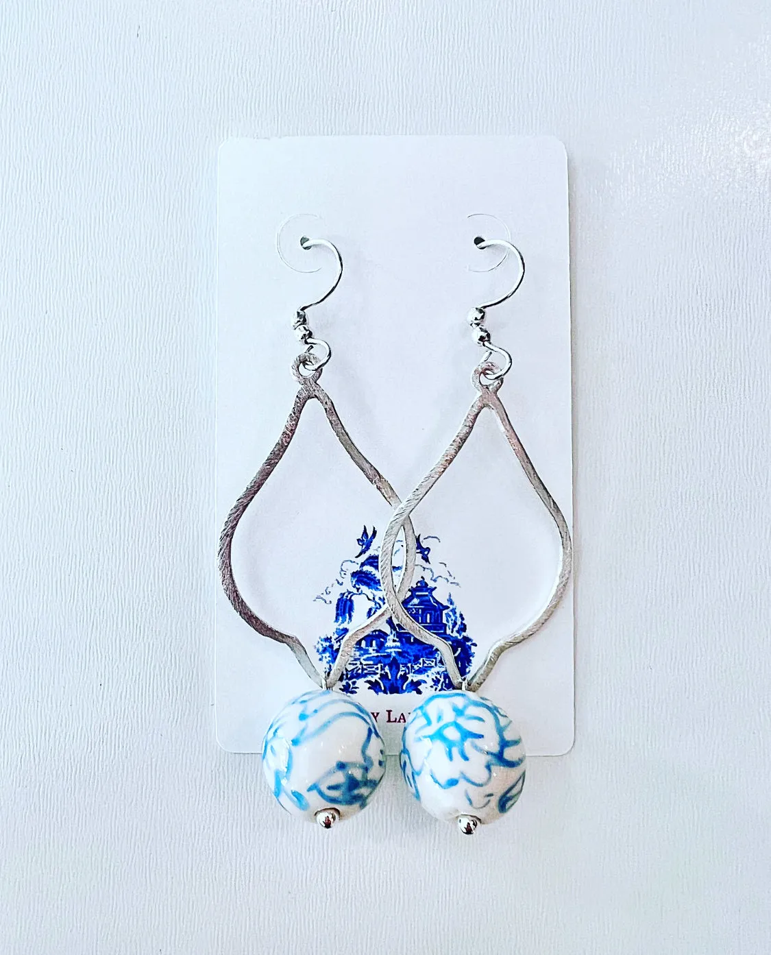 Wedgwood Blue & White Chinoiserie Drop Earrings