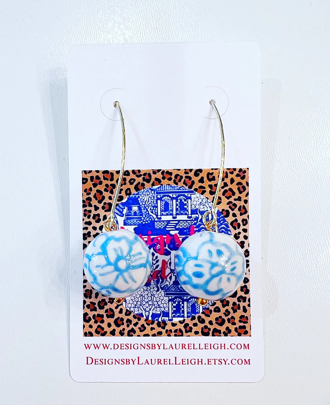 Wedgwood Blue & White Chinoiserie Drop Earrings