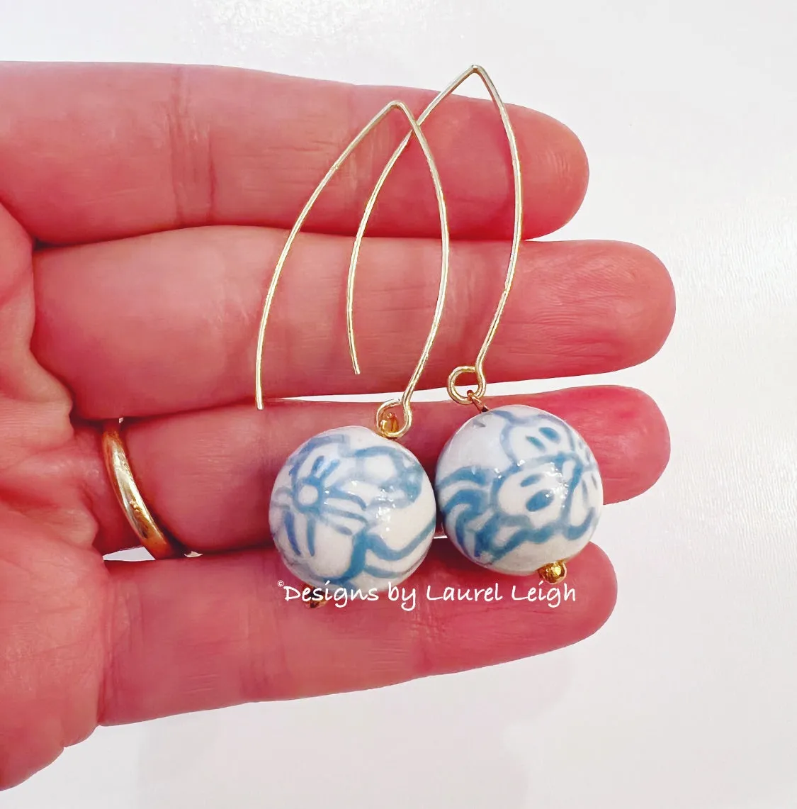 Wedgwood Blue & White Chinoiserie Drop Earrings