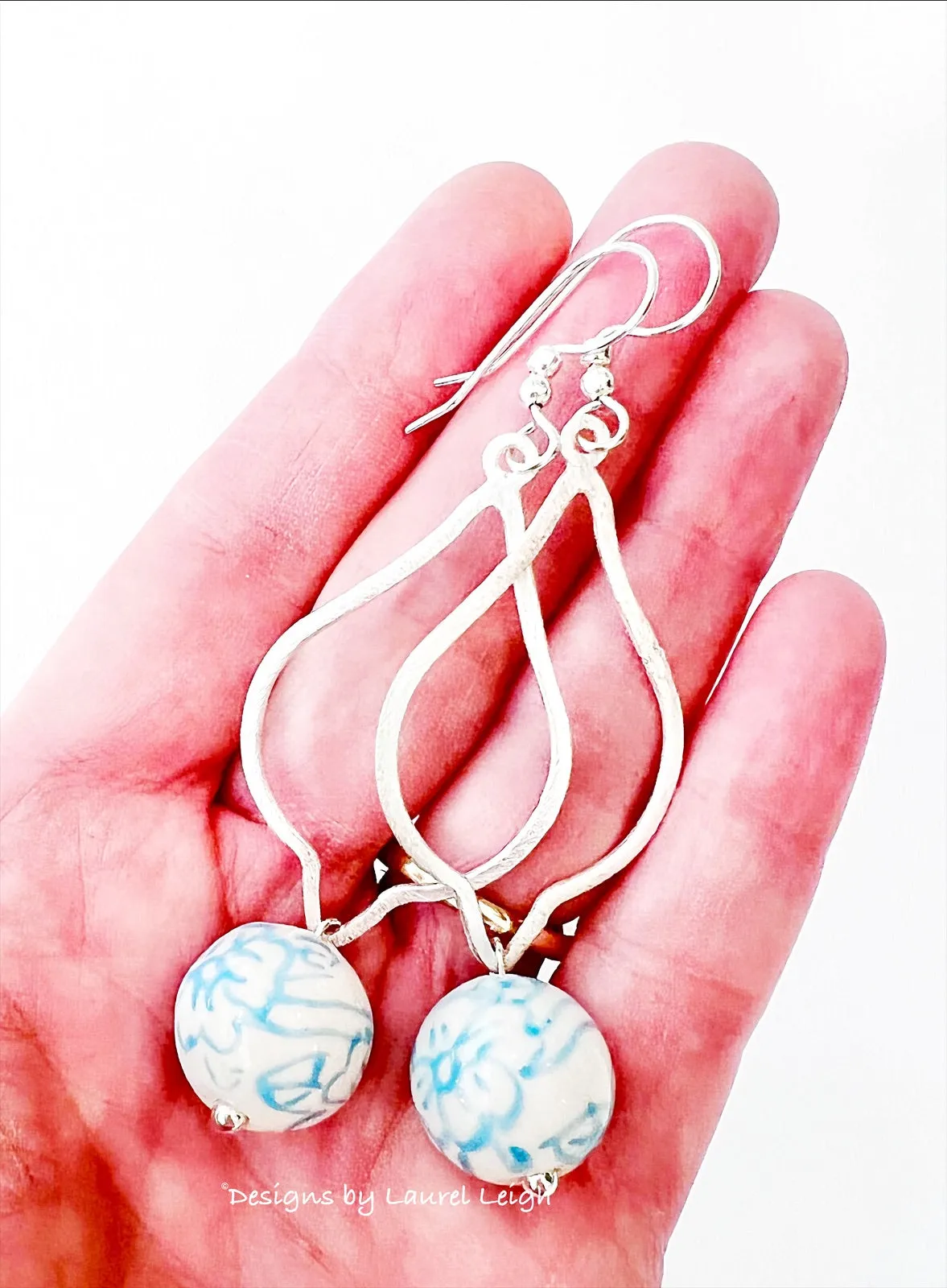 Wedgwood Blue & White Chinoiserie Drop Earrings