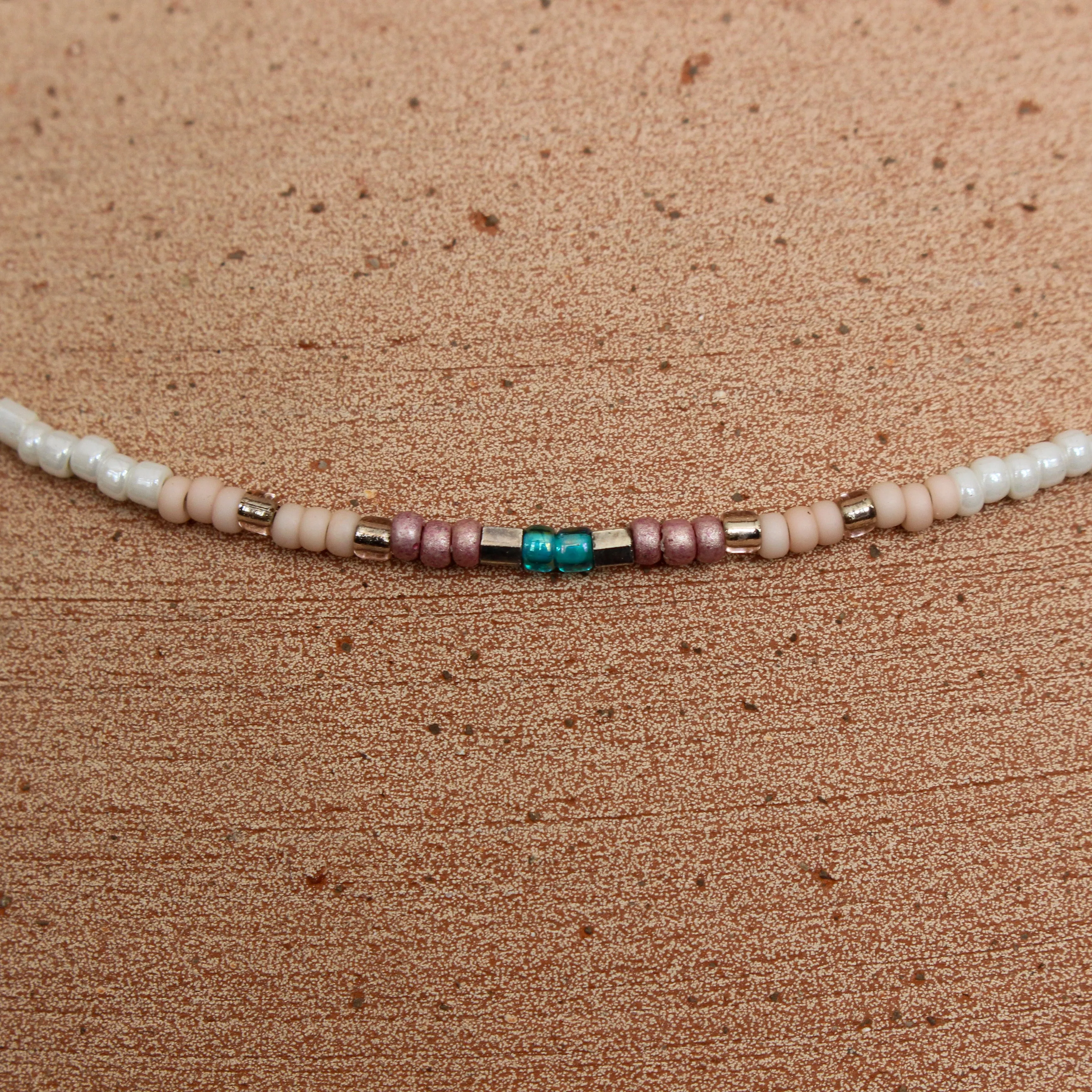 White and Blush Beaded Necklace