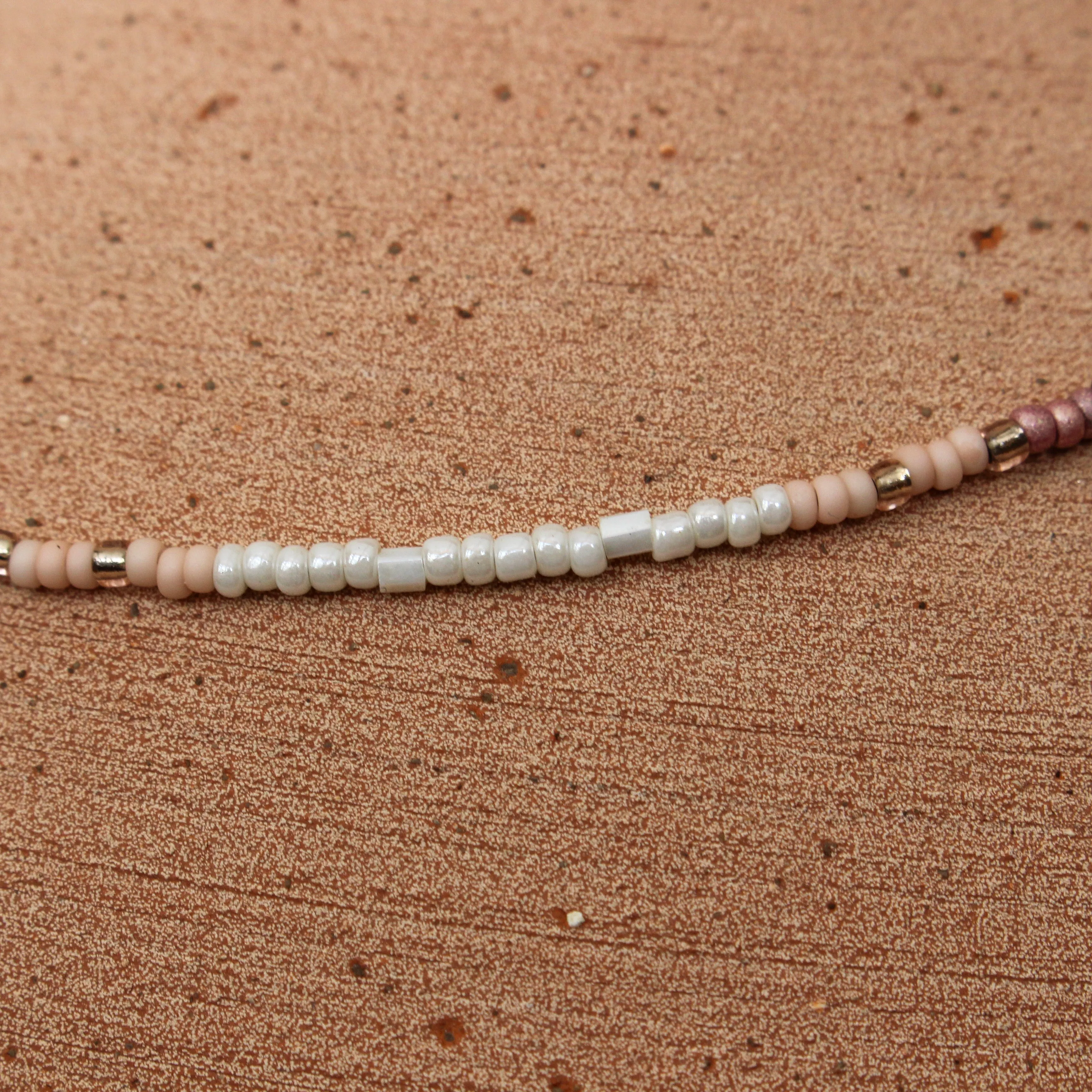 White and Blush Beaded Necklace