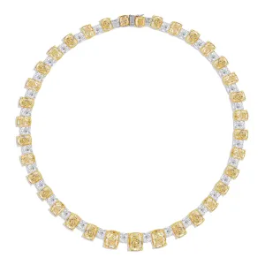 Yellow and White Diamonds Graduating Necklace